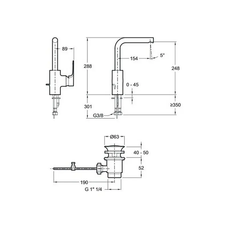 Смеситель для раковины Jacob Delafon Aleo с донным клапаном E72278-CP Смеситель для раковины Jacob Delafon Aleo с донным клапаном E72278-CP — изображение 2
