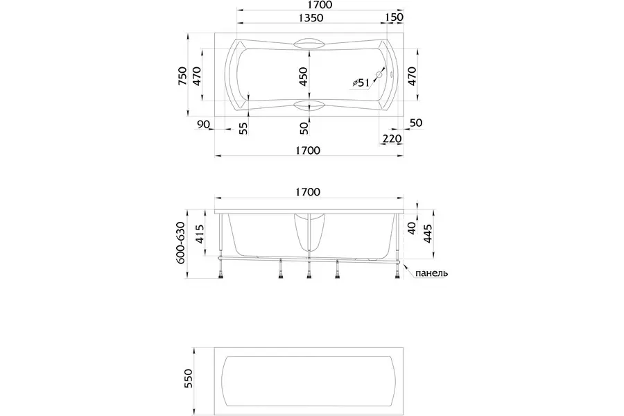 Ванна акриловая 1MarKa Agora 170х75 с подголовником и ручками Белый 01аго1775 Ванна акриловая 1MarKa Agora 170х75 с подголовником и ручками Белый 01аго1775 — изображение 2