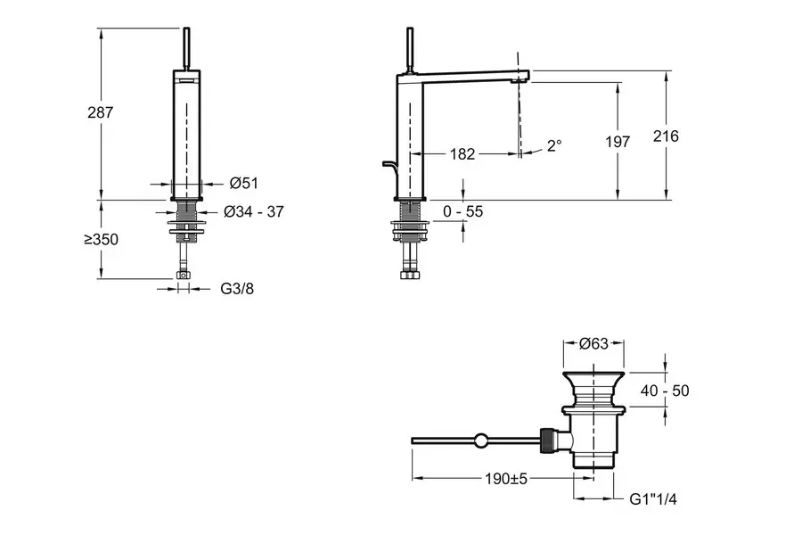 Смеситель для раковины Jacob Delafon Composed с донным клапаном E73053-CP Смеситель для раковины Jacob Delafon Composed с донным клапаном E73053-CP — изображение 2