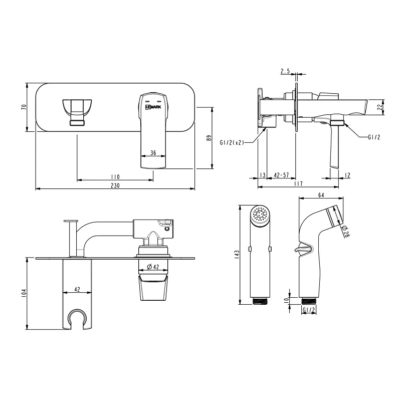 Душ гигиенический Lemark Ursus LM7220BL Черный Душ гигиенический Lemark Ursus LM7220BL Черный — изображение 2