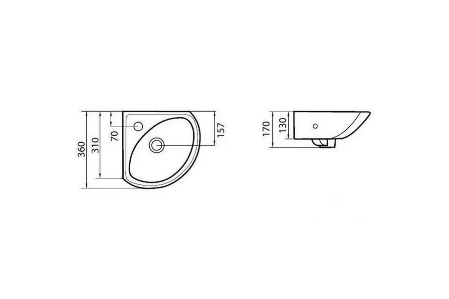 Раковина угловая Sanita Веер 36 VERSAWB01 Раковина угловая Sanita Веер 36 VERSAWB01 — изображение 2