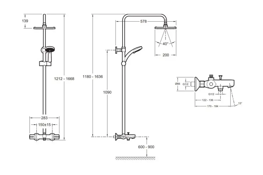 Душевая система Jacob Delafon July с термостатом E78192-CP Душевая система Jacob Delafon July с термостатом E78192-CP — изображение 2