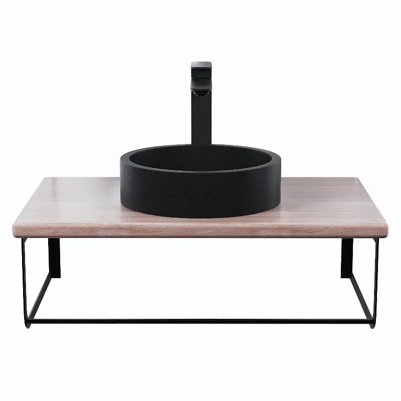 Столешница Uperwood Tanos 70 + раковина Round + кронштейн Черный / Бук светлый Столешница Uperwood Tanos 70 + раковина Round + кронштейн Черный / Бук светлый — изображение 2