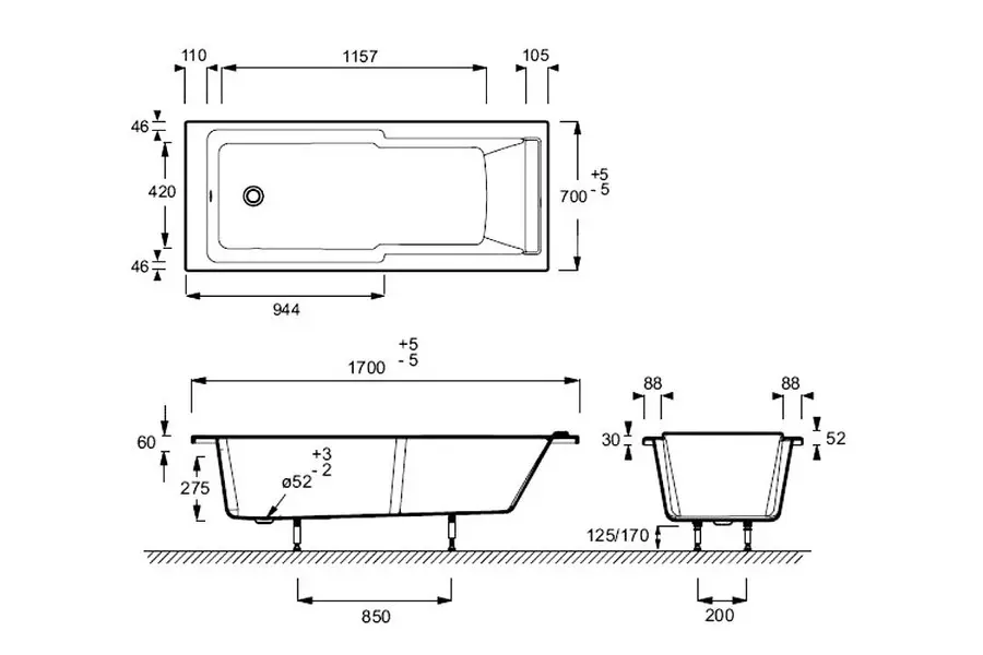 Ванна акриловая Jacob Delafon Struktura 170х70 Ванна акриловая Jacob Delafon Struktura 170х70 — изображение 2