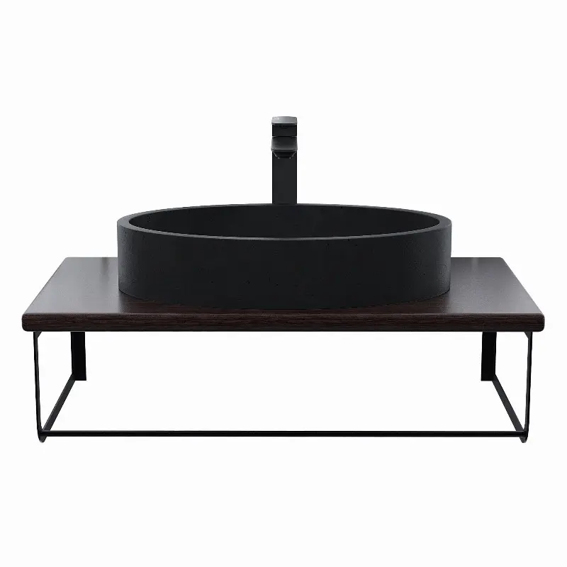 Столешница Uperwood Tanos 80 + раковина Rome + кронштейн Черный / Бук темный Столешница Uperwood Tanos 80 + раковина Rome + кронштейн Черный / Бук темный — изображение 2