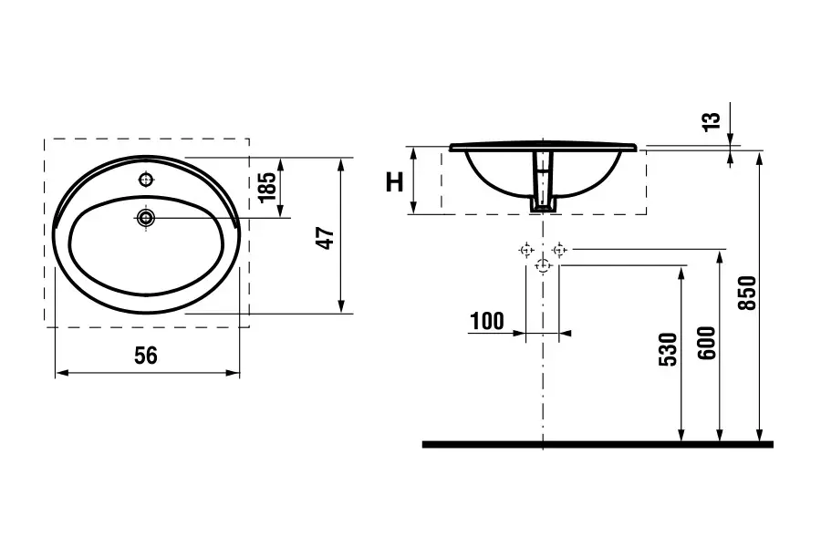 Раковина встраиваемая Roca Adora 56х47 Раковина встраиваемая Roca Adora 56х47 — изображение 2