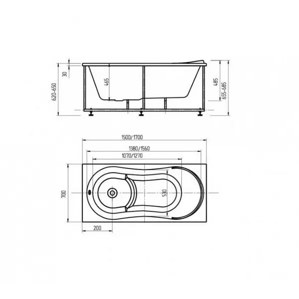 Ванна акриловая Акватек Афродита 170х70 Ванна акриловая Акватек Афродита 170х70 — изображение 3