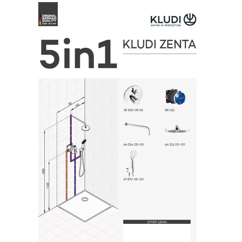 Душевая встройка Kludi Zenta Хром глянцевый 388320545 Душевая встройка Kludi Zenta Хром глянцевый 388320545 — изображение 2