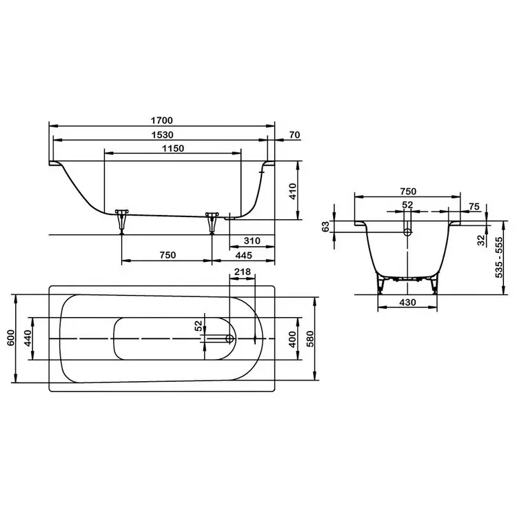 Ванна стальная Kaldewei Saniform Plus 373-1 170х75 Ванна стальная Kaldewei Saniform Plus 373-1 170х75 — изображение 2