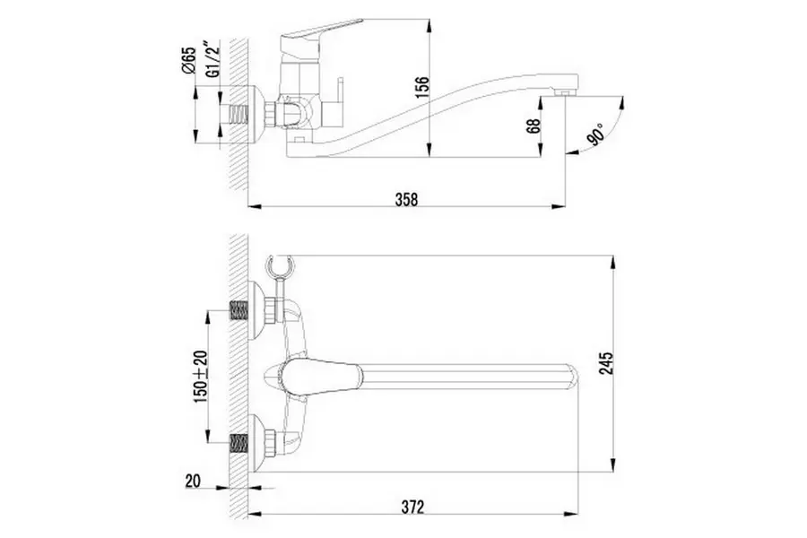 Смеситель для ванны Lemark Partner Хром LM6553C Смеситель для ванны Lemark Partner Хром LM6553C — изображение 2