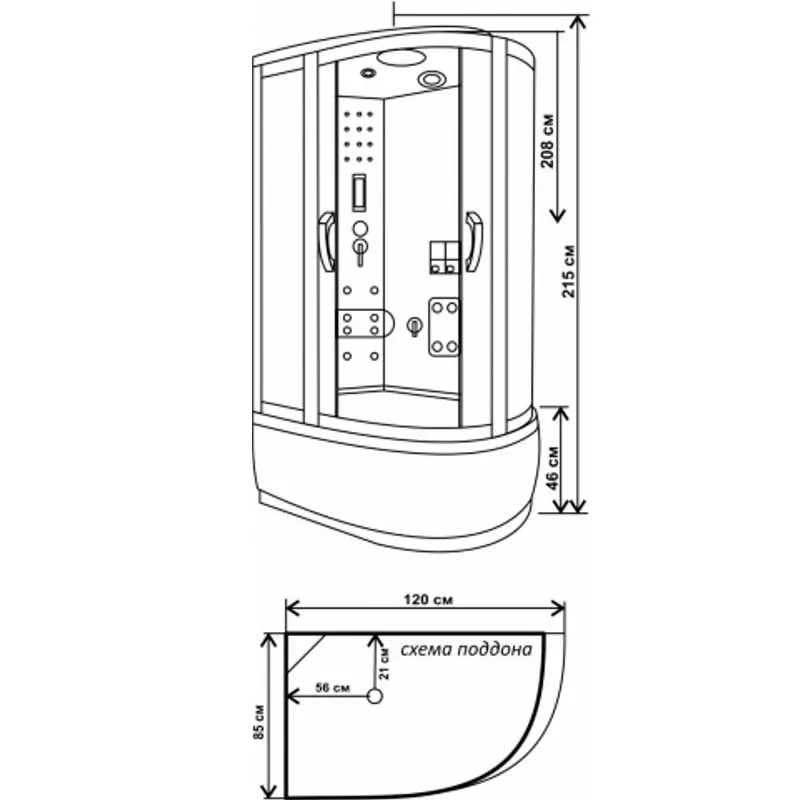 Душевая кабина Водный мир 120х85, Хром / Тонированное, Высокий поддон левая Душевая кабина Водный мир 120х85, Хром / Тонированное, Высокий поддон левая — изображение 2