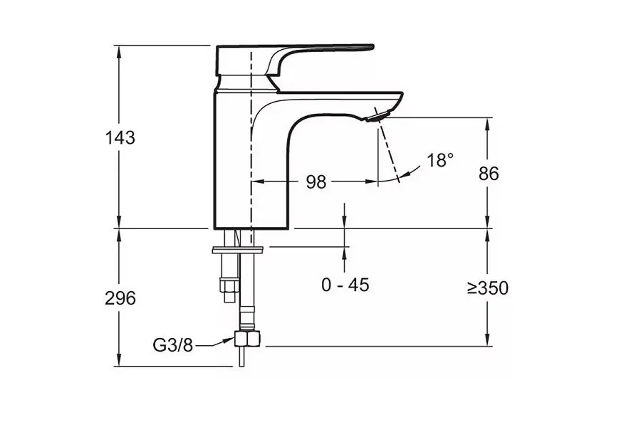 Смеситель для раковины Jacob Delafon Aleo без донного клапана E72314-CP Смеситель для раковины Jacob Delafon Aleo без донного клапана E72314-CP — изображение 2