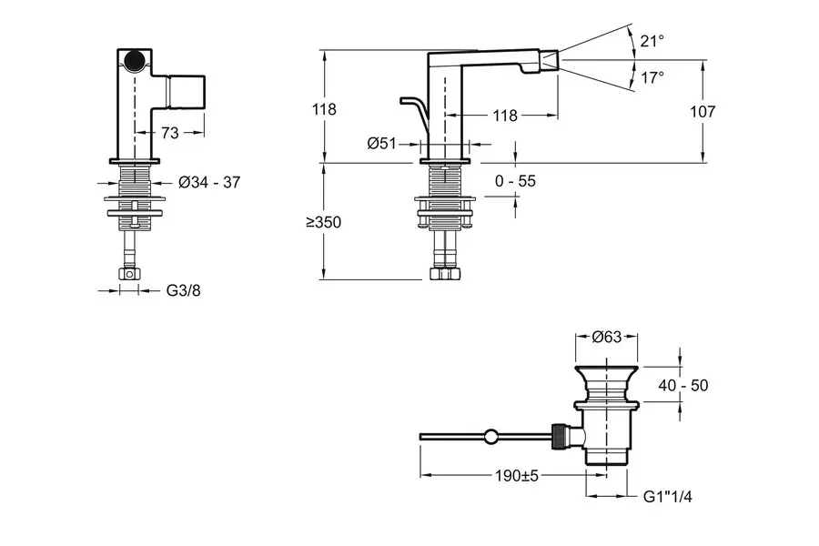Смеситель для биде Jacob Delafon Composed E73075-CP Смеситель для биде Jacob Delafon Composed E73075-CP — изображение 2