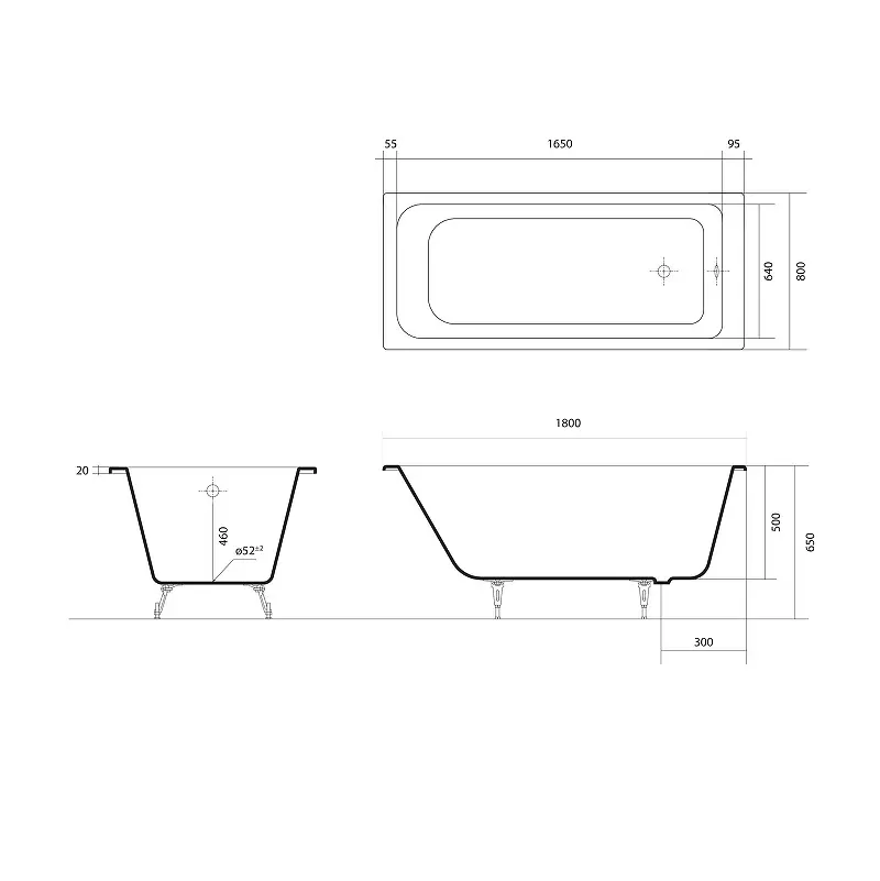 Ванна чугунная Aquatek Дельта 180х80 с ножками AQ8980F-00 Ванна чугунная Aquatek Дельта 180х80 с ножками AQ8980F-00 — изображение 2