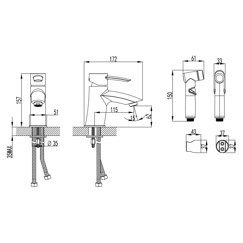 Смеситель с гигиеническим душем Lemark Atlantiss LM3216C Хром Смеситель с гигиеническим душем Lemark Atlantiss LM3216C Хром — изображение 2