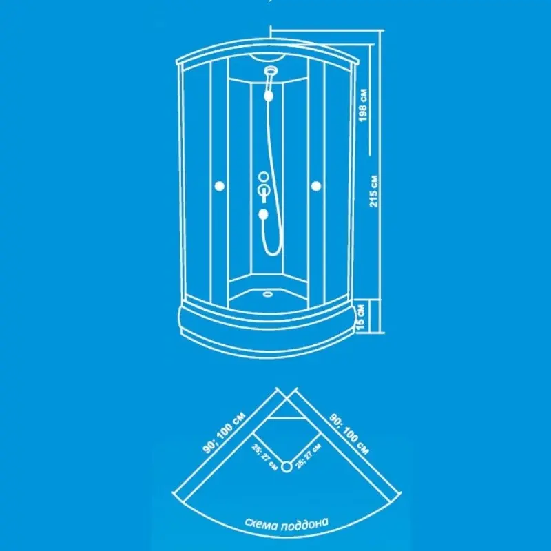 Душевая кабина Водный мир 100х100 Белый / Матовое низкий поддон ВМ884 100 Душевая кабина Водный мир 100х100 Белый / Матовое низкий поддон ВМ884 100 — изображение 2