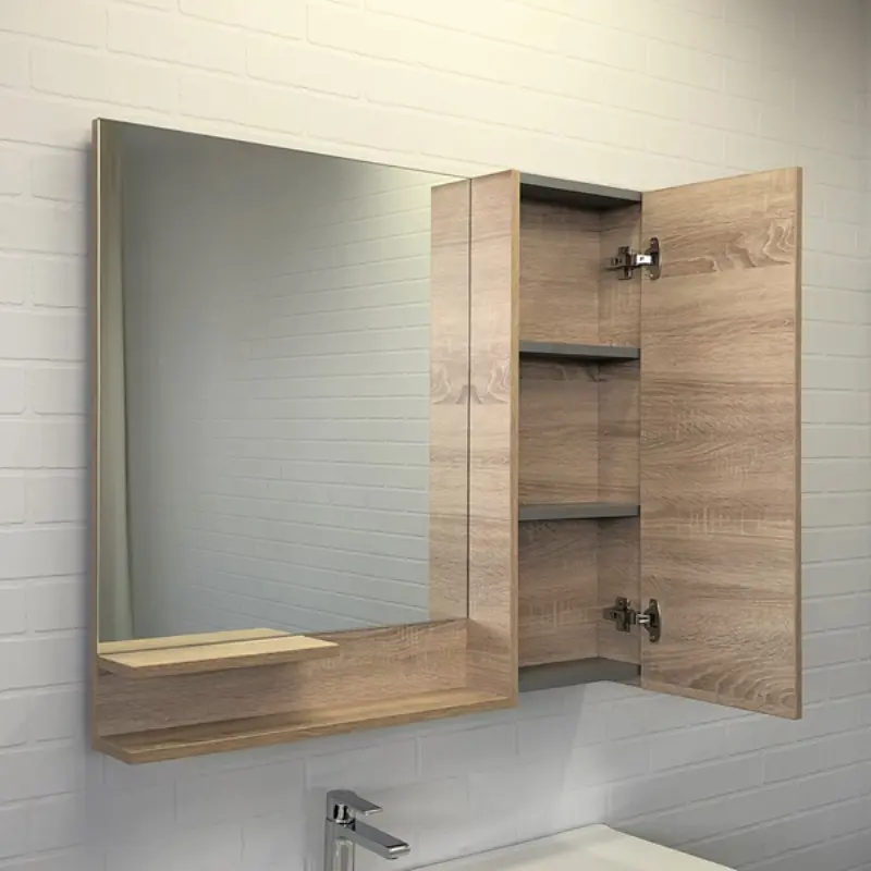 Шкаф зеркальный Comforty Варна 90 Дуб сонома 00-00009918CF Шкаф зеркальный Comforty Варна 90 Дуб сонома 00-00009918CF — изображение 2