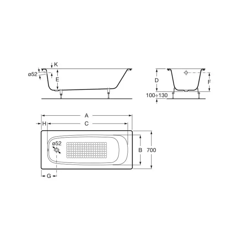Ванна чугунная Roca Continental 170×70 Белый 21291100R Ванна чугунная Roca Continental 170x70 Белый 21291100R — изображение 2