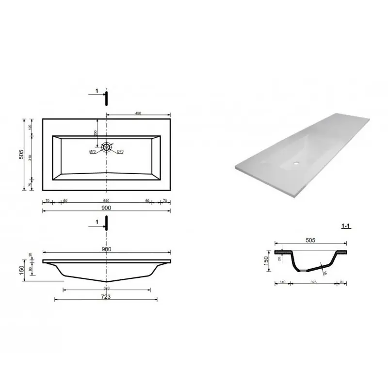 Раковина-столешница Эстет Рава 142-172хх50,5 с чашей 90 Белый ФР-00001323-2R Раковина-столешница Эстет Рава 142-172хх50,5 с чашей 90 Белый ФР-00001323-2R — изображение 2
