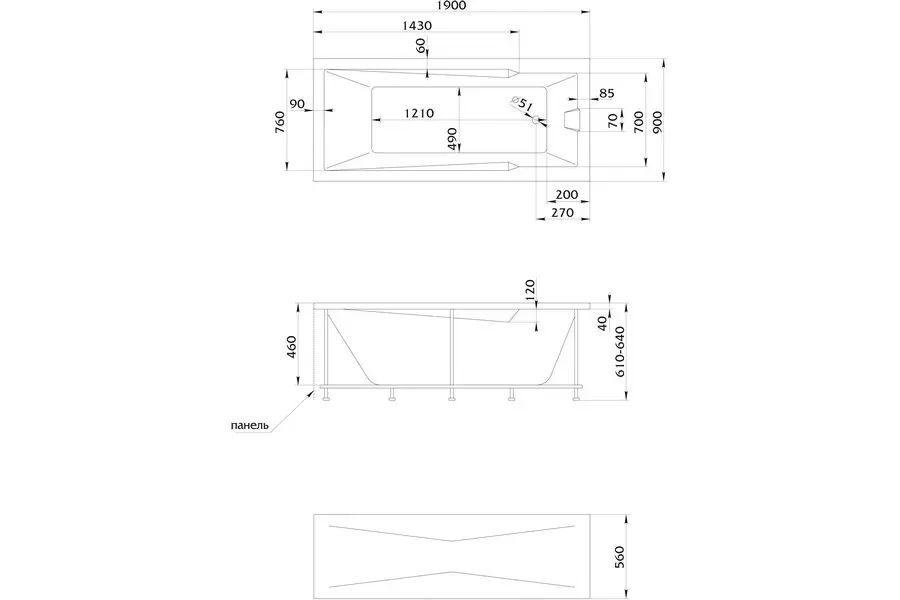 Ванна акриловая 1MarKa Raguza 190х90 Белый 01ра1990 Ванна акриловая 1MarKa Raguza 190х90 Белый 01ра1990 — изображение 2