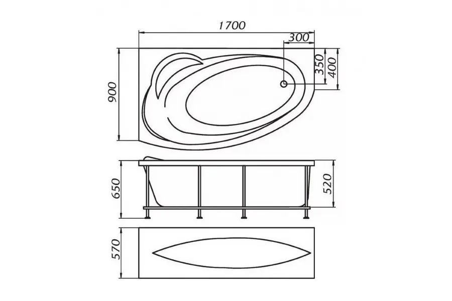 Ванна акриловая 1MarKa Juliana 170х100 правая Белый 01дж1710п Ванна акриловая 1MarKa Juliana 170х100 правая Белый 01дж1710п — изображение 2