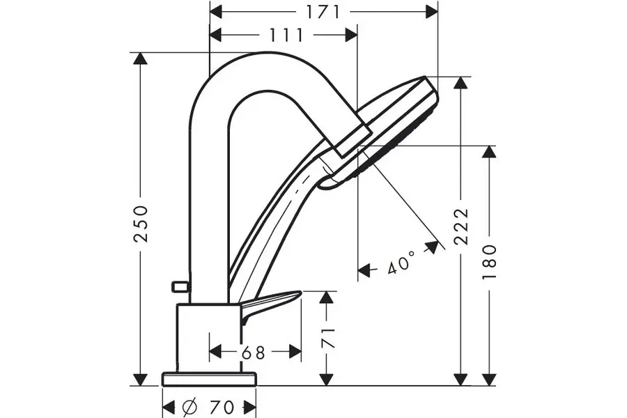 Смеситель на борт ванны Hansgrohe Logis 3 отверстия 71313000 Смеситель на борт ванны Hansgrohe Logis 3 отверстия 71313000 — изображение 2