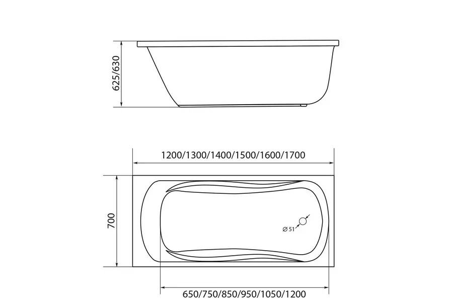 Ванна акриловая 1MarKa Classic 160х70 Белый 01кл1670 А Ванна акриловая 1MarKa Classic 160х70 Белый 01кл1670 А — изображение 2