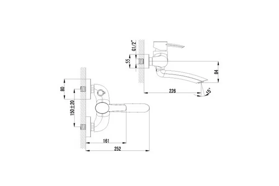 Смеситель для ванны Lemark Atlantiss Хром LM3214C Смеситель для ванны Lemark Atlantiss Хром LM3214C — изображение 2