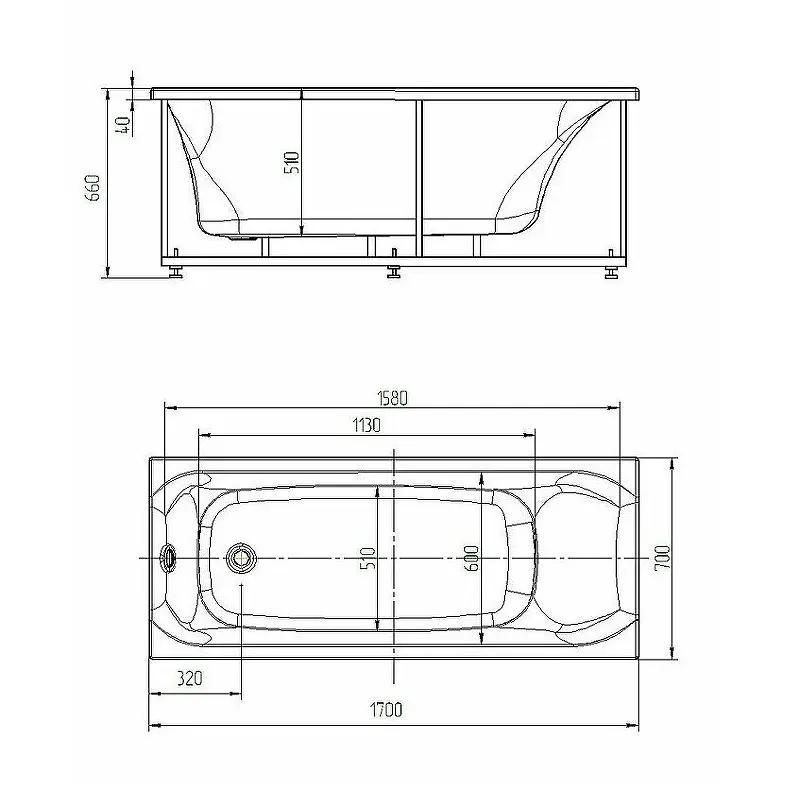 Ванна акриловая Aquatek Альфа 170х70 (каркас + слив-перелив + экран) слив справа Белый ALF170-0000066 Ванна акриловая Aquatek Альфа 170х70 (каркас + слив-перелив + экран) слив справа Белый ALF170-0000066 — изображение 3