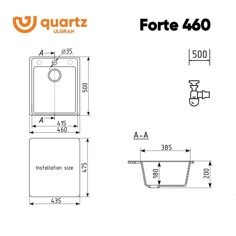 Мойка кухонная Ulgran Quartz Forte 460-05 Бетон Мойка кухонная Ulgran Quartz Forte 460-05 Бетон — изображение 2