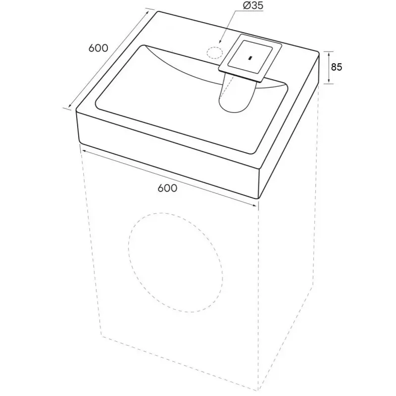 Раковина на стиральную машину Azario Monako 60х60 Бежевый CS00079880 Раковина на стиральную машину Azario Monako 60х60 Бежевый CS00079880 — изображение 3