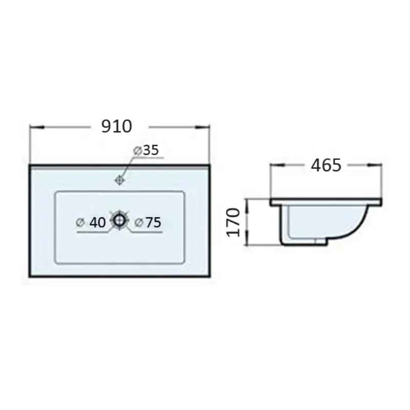 Раковина мебельная Comforty 90 46,5х91 Белый глянцевый 4150348 Раковина мебельная Comforty 90 46,5х91 Белый глянцевый 4150348 — изображение 3