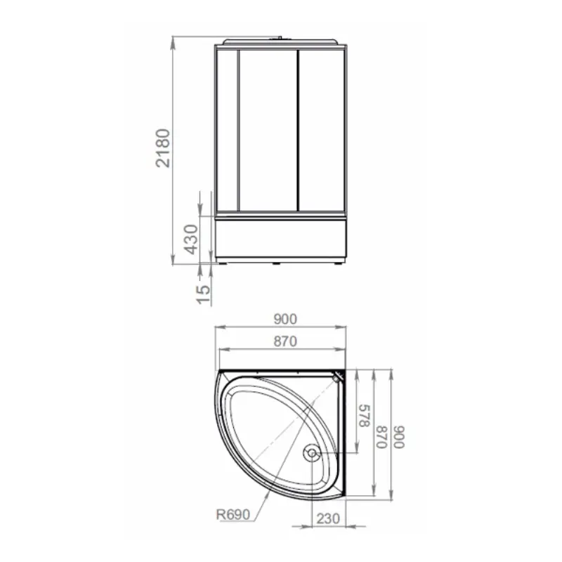 Душевая кабина Domani-Spa Simple high без электрики 90х90 Белый, Поддон высокий Душевая кабина Domani-Spa Simple high без электрики 90х90 Белый, Поддон высокий — изображение 3