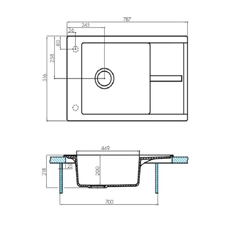 Мойка кухонная Aquaton Делия 78 Серый 1A715132DE230 Мойка кухонная Aquaton Делия 78 Серый 1A715132DE230 — изображение 3