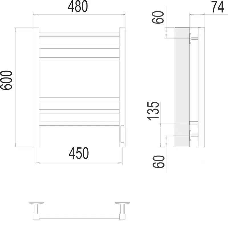Полотенцесушитель электрический Terminus Ватикан 4670078527516 П6 60х48 диммер Черный матовый Полотенцесушитель электрический Terminus Ватикан 4670078527516 П6 60х48 диммер Черный матовый — изображение 3