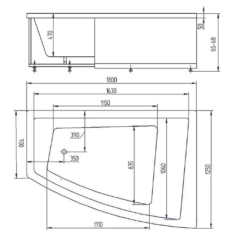 Ванна акриловая Акватек Оракул 180х125 левая (каркас + слив-перелив + экран) ORK180-0000004 Ванна акриловая Акватек Оракул 180х125 левая (каркас + слив-перелив + экран) ORK180-0000004 — изображение 6