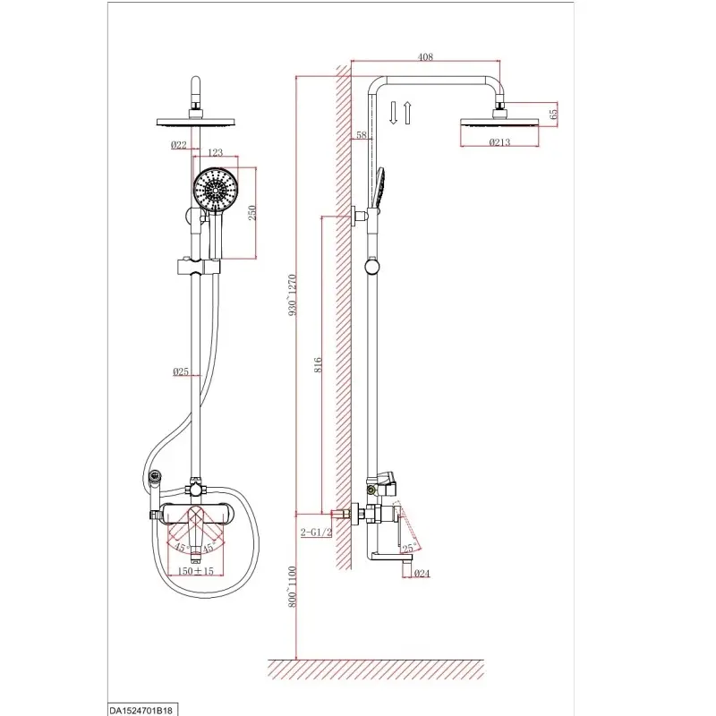 Душевая система D&K Bayern.Furth с гигиеническим душем Хром глянцевый DA1524701B18 Душевая система D&K Bayern.Furth с гигиеническим душем Хром глянцевый DA1524701B18 — изображение 3