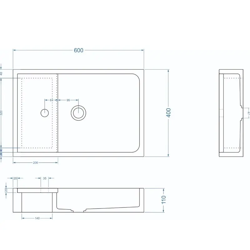 Раковина накладная Uperwood Premium 60 Графит Раковина накладная Uperwood Premium 60 Графит — изображение 3