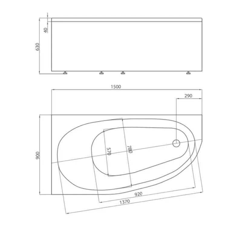 Ванна акриловая Aquatek Дива 150х90 правая Белый DIV150-0000002 Ванна акриловая Aquatek Дива 150х90 правая Белый DIV150-0000002 — изображение 3