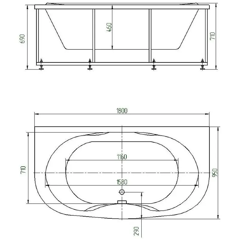 Ванна акриловая Акватек Мелисса 180х95 (каркас + слив-перелив + экран) MEL180-0000031 Ванна акриловая Акватек Мелисса 180х95 (каркас + слив-перелив + экран) MEL180-0000031 — изображение 3