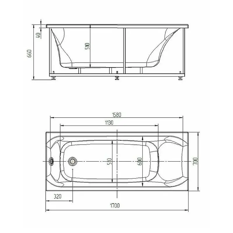 Ванна акриловая Aquatek Альфа 170х70 (каркас + слив-перелив + экран) слив слева Белый ALF170-0000047 Ванна акриловая Aquatek Альфа 170х70 (каркас + слив-перелив + экран) слив слева Белый ALF170-0000047 — изображение 3