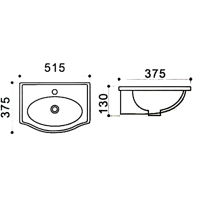Раковина подвесная Azario AZ 51,5х37,5 Белый AZ-405 Раковина подвесная Azario AZ 51,5х37,5 Белый AZ-405 — изображение 3