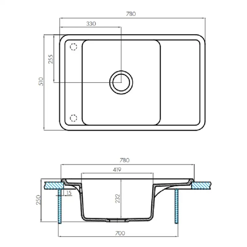 Мойка кухонная Aquaton Беллис 78 Графит 1A725032BS210 Мойка кухонная Aquaton Беллис 78 Графит 1A725032BS210 — изображение 3