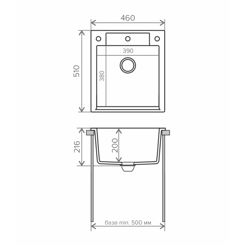Мойка кухонная Polygran Argo 46 344669 Серый Мойка кухонная Polygran Argo 46 344669 Серый — изображение 3