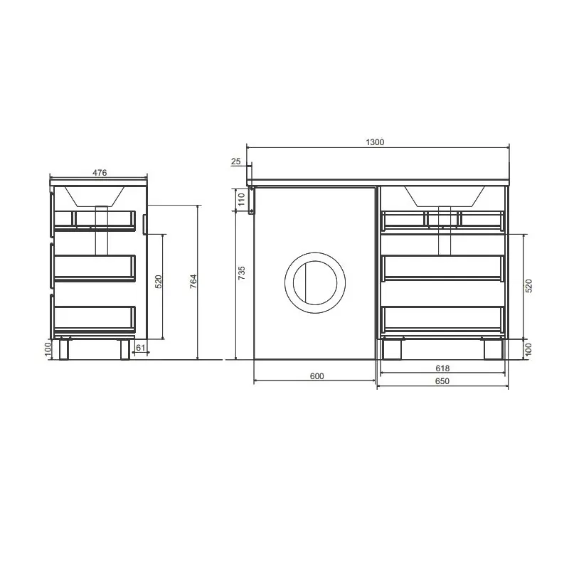 Тумба напольная Эстет Dallas Luxe под стиральную машину 130 с раковиной Белый ФР-00002271 Тумба напольная Эстет Dallas Luxe под стиральную машину 130 с раковиной Белый ФР-00002271 — изображение 3