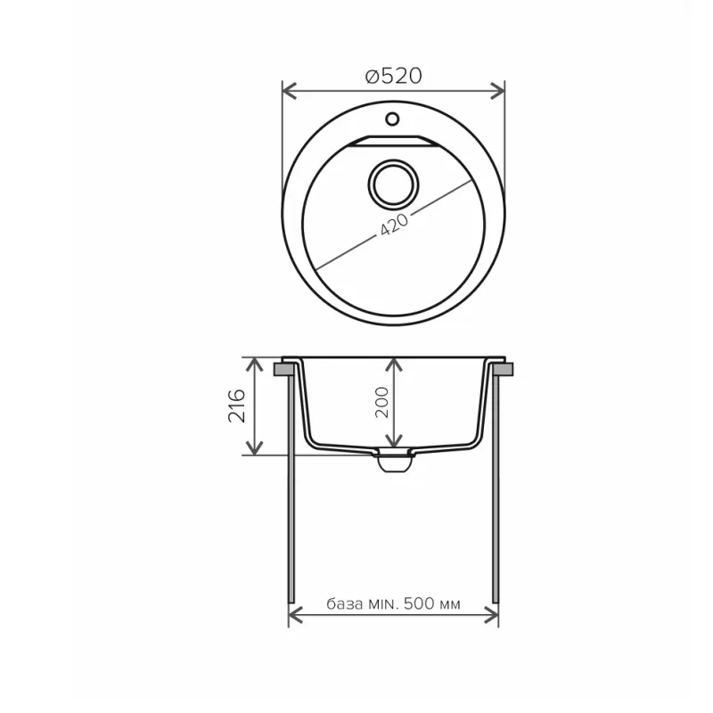 Мойка кухонная Polygran Atol 52 627468 Бежевый Мойка кухонная Polygran Atol 52 627468 Бежевый — изображение 3
