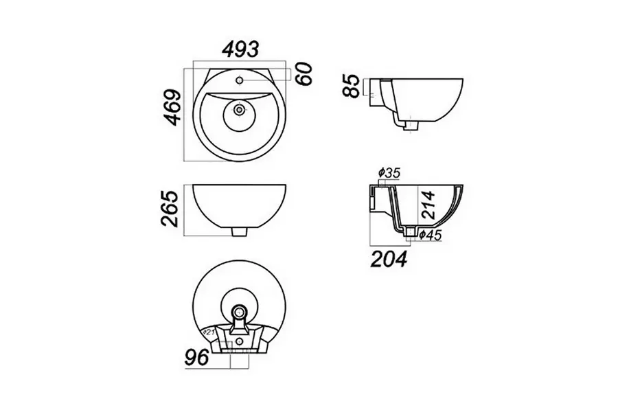 Раковина подвесная Sanita Luxe Art 49 ARTSLWB10 Раковина подвесная Sanita Luxe Art 49 ARTSLWB10 — изображение 3