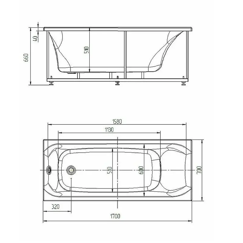 Ванна акриловая Aquatek Афродита 170х70 (каркас + слив-перелив + экран) слив справа Белый AFR170-0000054 Ванна акриловая Aquatek Афродита 170х70 (каркас + слив-перелив + экран) слив справа Белый AFR170-0000054 — изображение 3