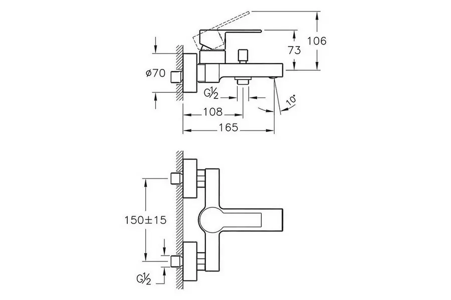 Смеситель для ванны Vitra Flo S A41937EXP Смеситель для ванны Vitra Flo S A41937EXP — изображение 2
