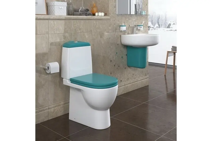 Унитаз-компакт Sanita Luxe Best с бирюзовым сиденьем Soft Close Унитаз-компакт Sanita Luxe Best с бирюзовым сиденьем Soft Close — изображение 3